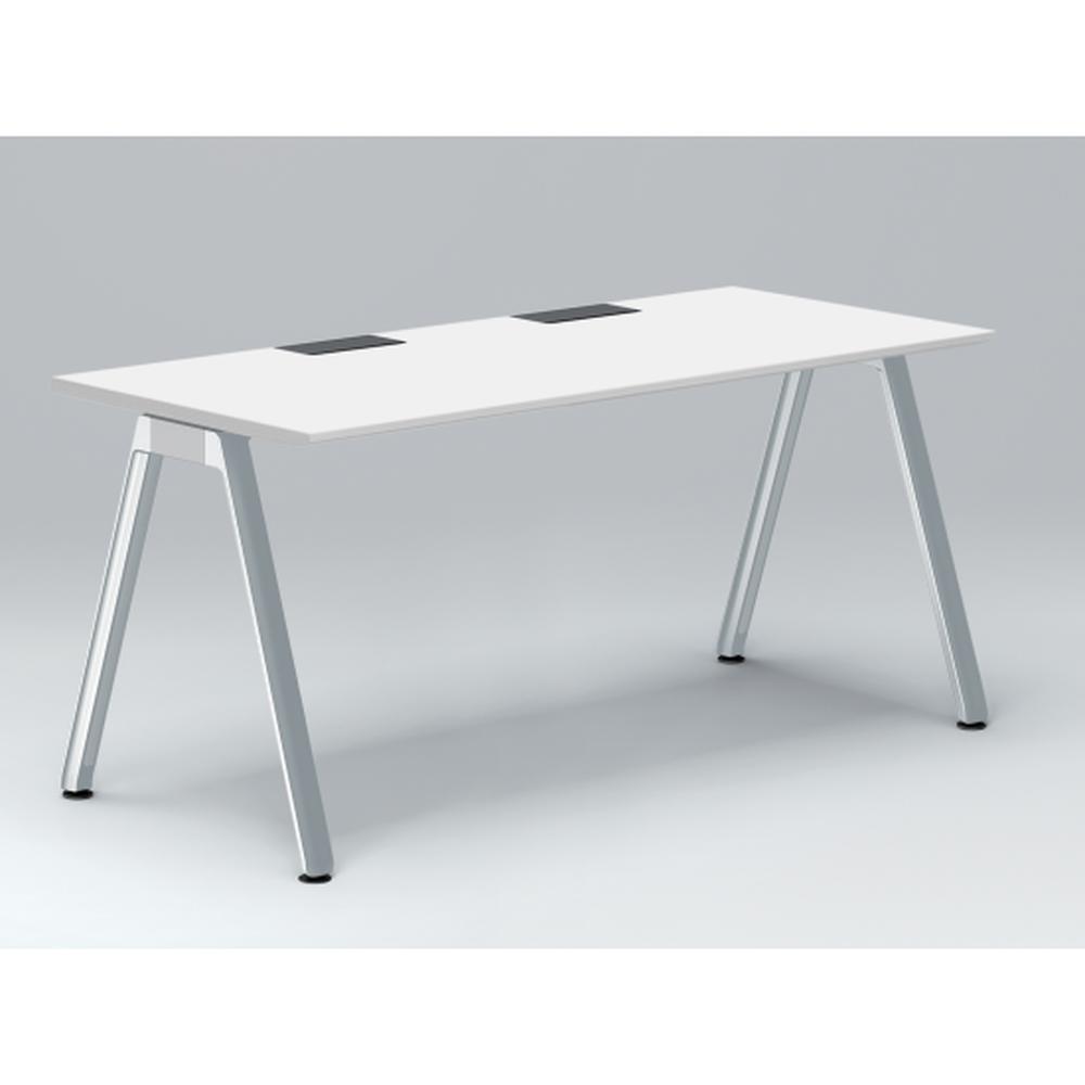 アフィーノ パーソナルデスク JVD-1607HWPN-PL 角型 アルミミラー脚 1600×700 ［天板：ホワイトW］