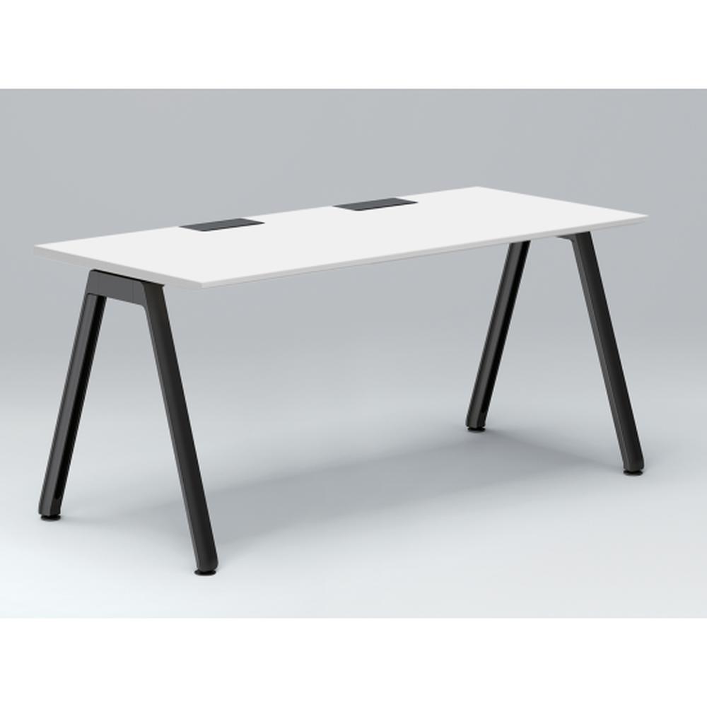 アフィーノ パーソナルデスク JVD-1607HWTN-TL 角型 アルミ塗装脚 1600×700 ［天板：ホワイトW］