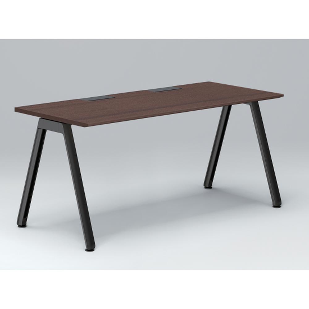 アフィーノ パーソナルデスク JVD-1607HWTN-TY 角型 アルミ塗装脚 1600×700 ［天板：ブラックウォールナットD］