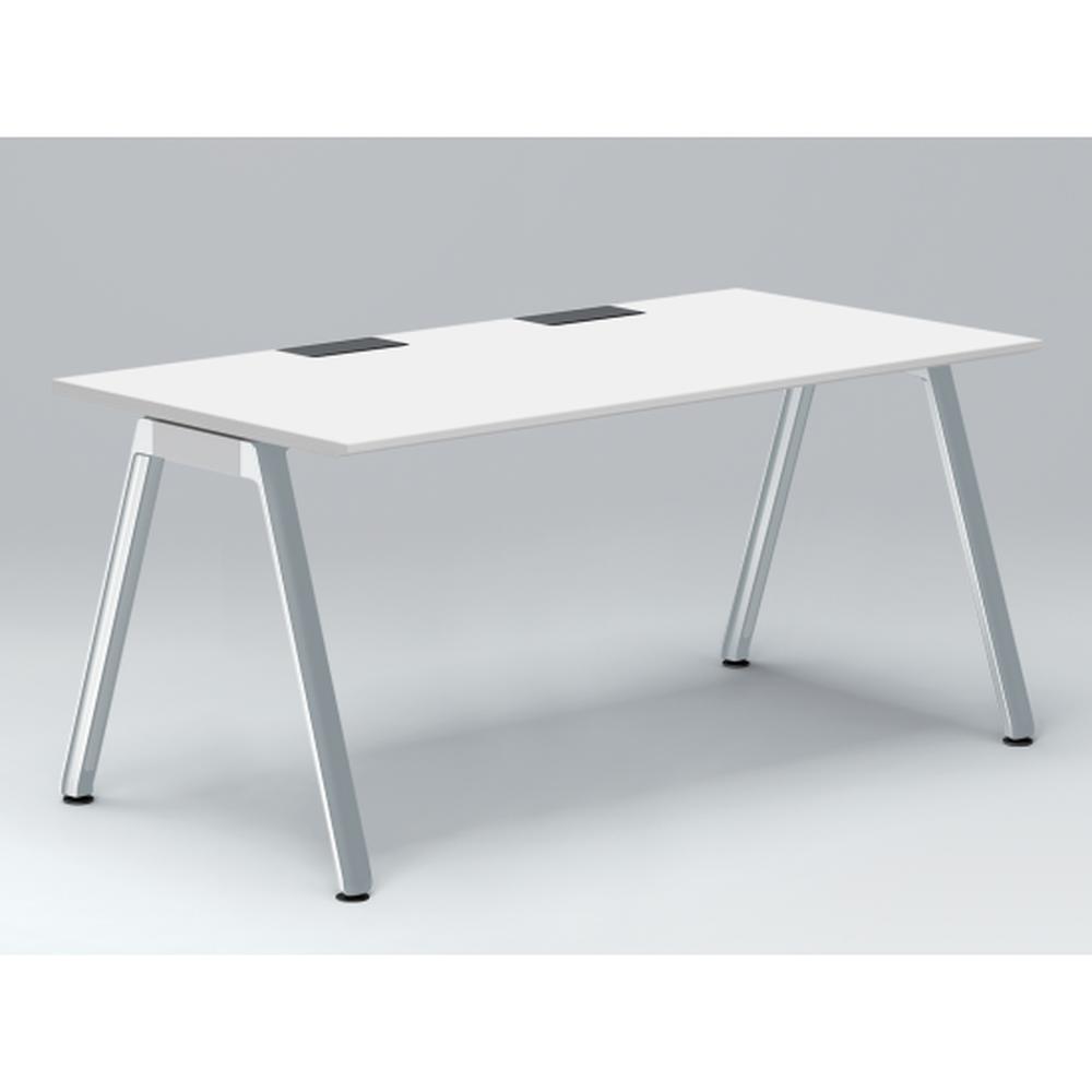 アフィーノ パーソナルデスク JVD-1608HWPN-PL 角型 アルミミラー脚 1600×800 ［天板：ホワイトW］