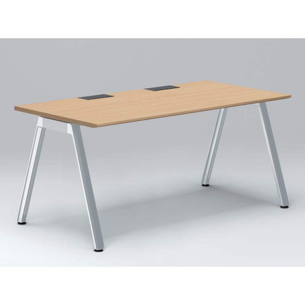 アフィーノ パーソナルデスク JVD-1608HWPN-PX 角型 アルミミラー脚 1600×800 ［天板：ホワイトオークM］