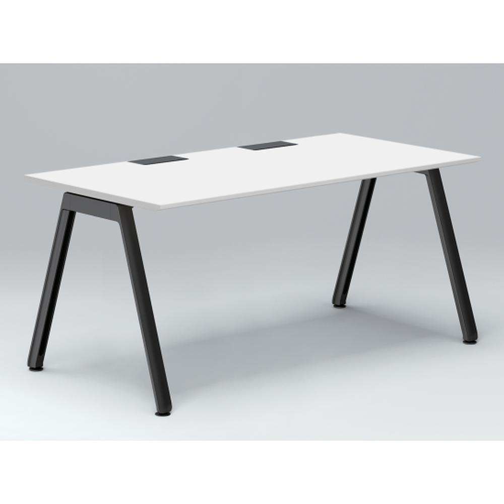 アフィーノ パーソナルデスク JVD-1608HWTN-TL 角型 アルミ塗装脚 1600×800 ［天板：ホワイトW］