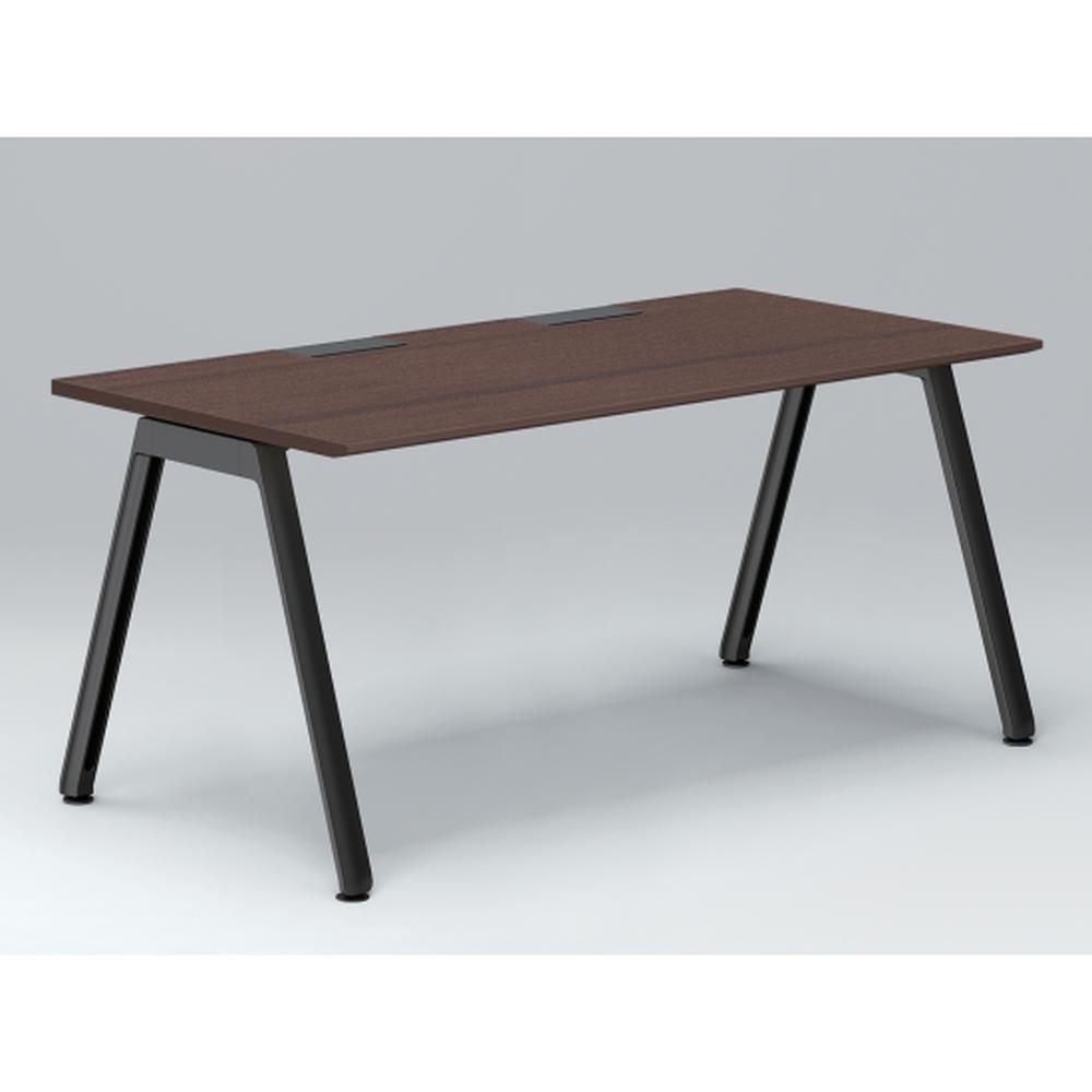 アフィーノ パーソナルデスク JVD-1608HWTN-TY 角型 アルミ塗装脚 1600×800 ［天板：ブラックウォールナットD］