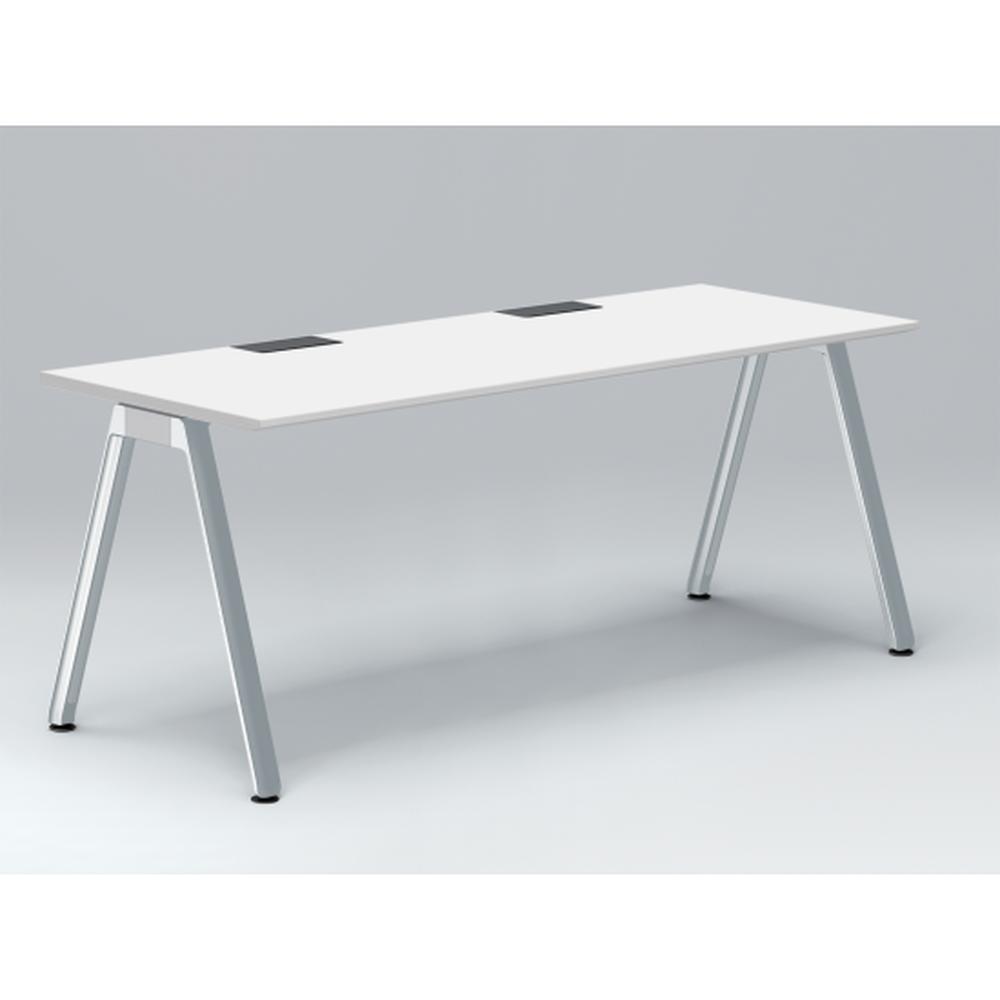 アフィーノ パーソナルデスク JVD-1807HWPN-PL 角型 アルミミラー脚 1800×700 ［天板：ホワイトW］