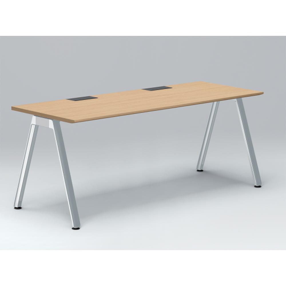 アフィーノ パーソナルデスク JVD-1807HWPN-PX 角型 アルミミラー脚 1800×700 ［天板：ホワイトオークM］