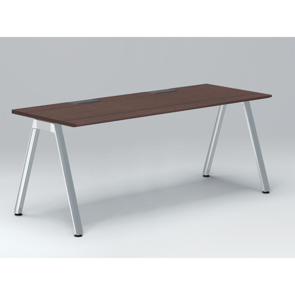 アフィーノ パーソナルデスク JVD-1807HWPN-PY 角型 アルミミラー脚 1800×700 ［天板：ブラックウォールナットD］