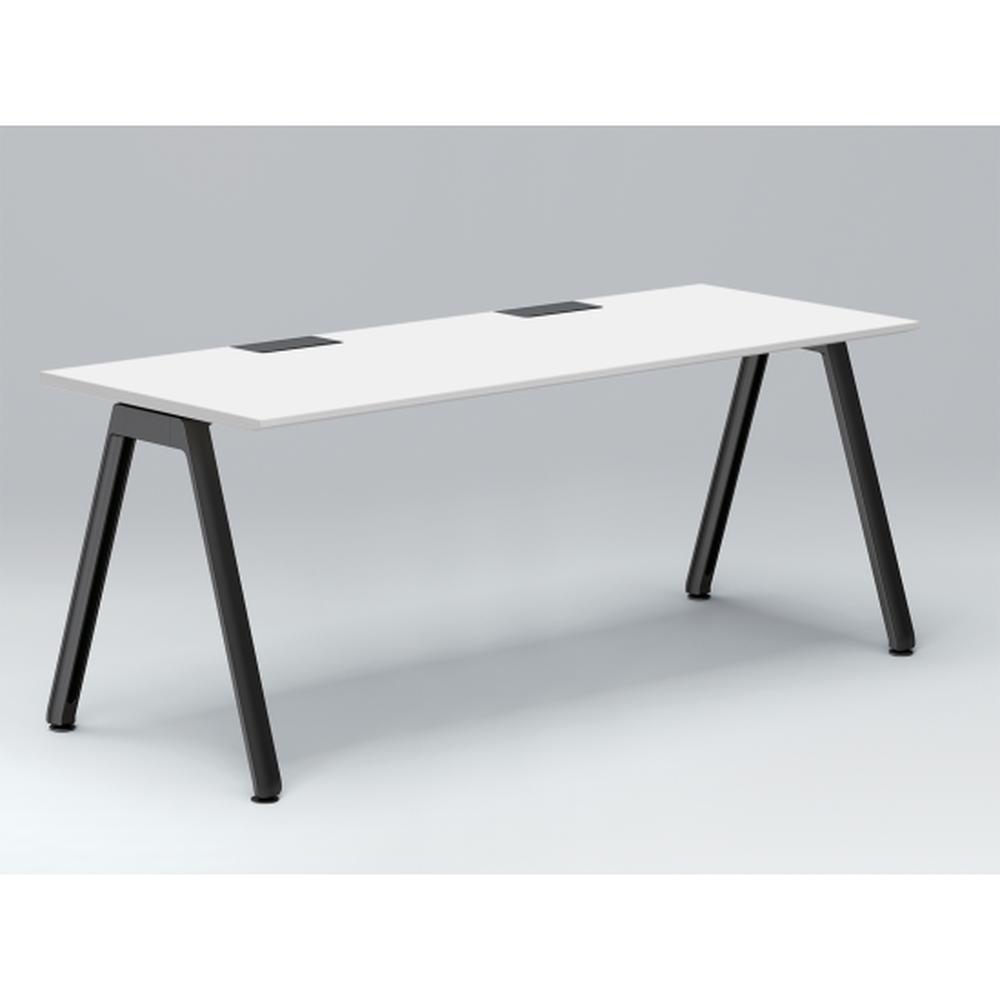 アフィーノ パーソナルデスク JVD-1807HWTN-TL 角型 アルミ塗装脚 1800×700 ［天板：ホワイトW］