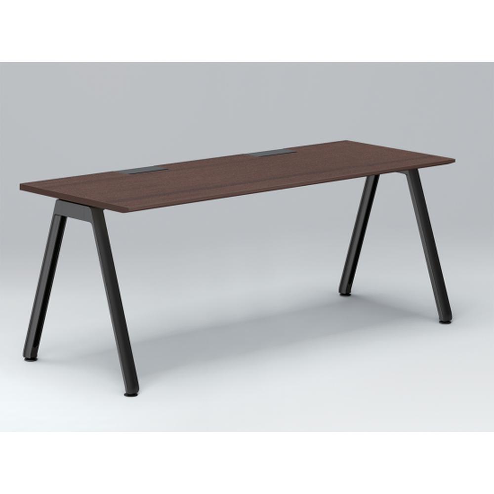アフィーノ パーソナルデスク JVD-1807HWTN-TY 角型 アルミ塗装脚 1800×700 ［天板：ブラックウォールナットD］