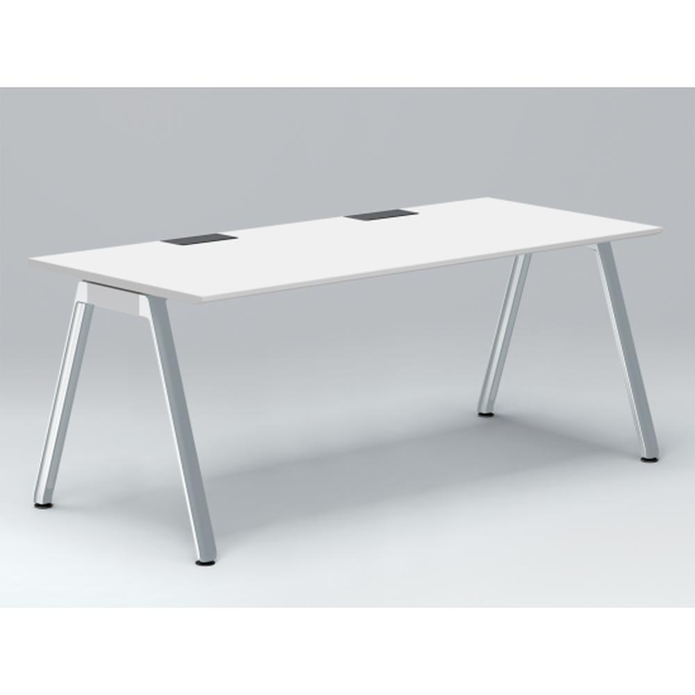 アフィーノ パーソナルデスク JVD-1808HWPN-PL 角型 アルミミラー脚 1800×800 ［天板：ホワイトW］