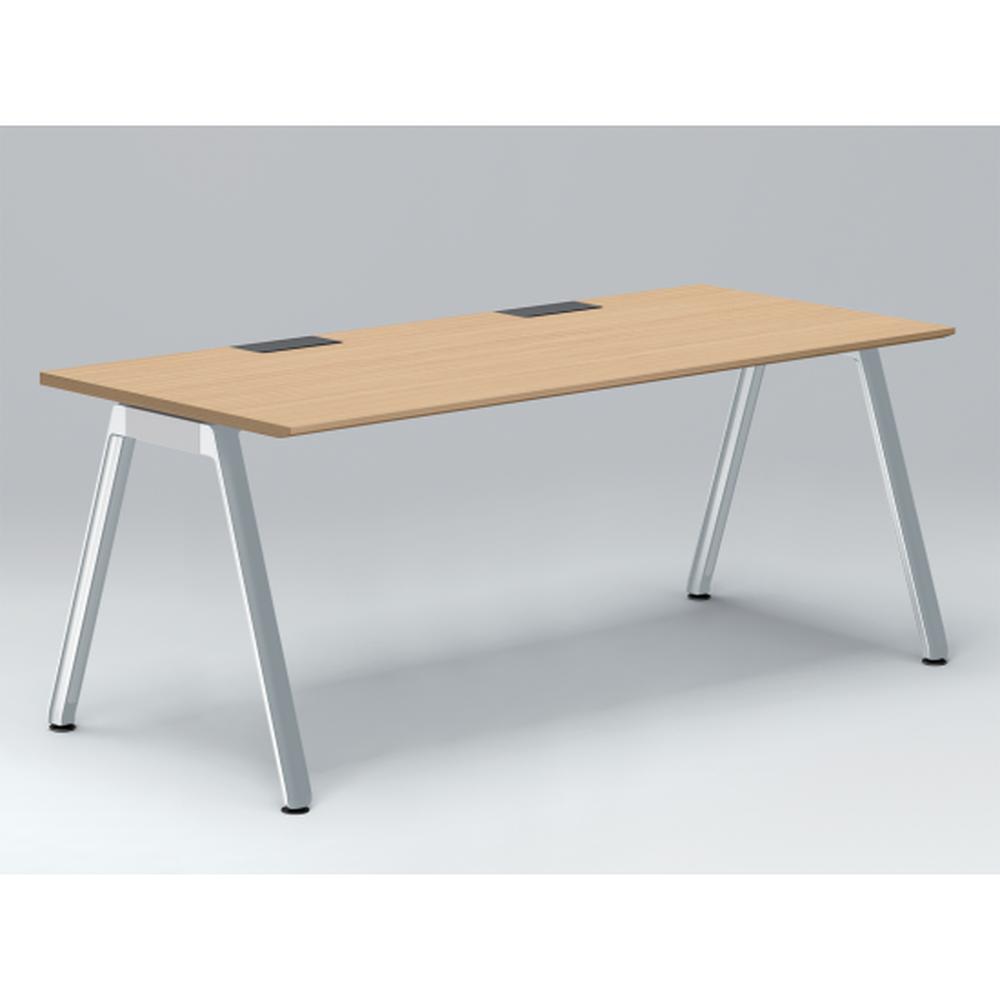 アフィーノ パーソナルデスク JVD-1808HWPN-PX 角型 アルミミラー脚 1800×800 ［天板：ホワイトオークM］