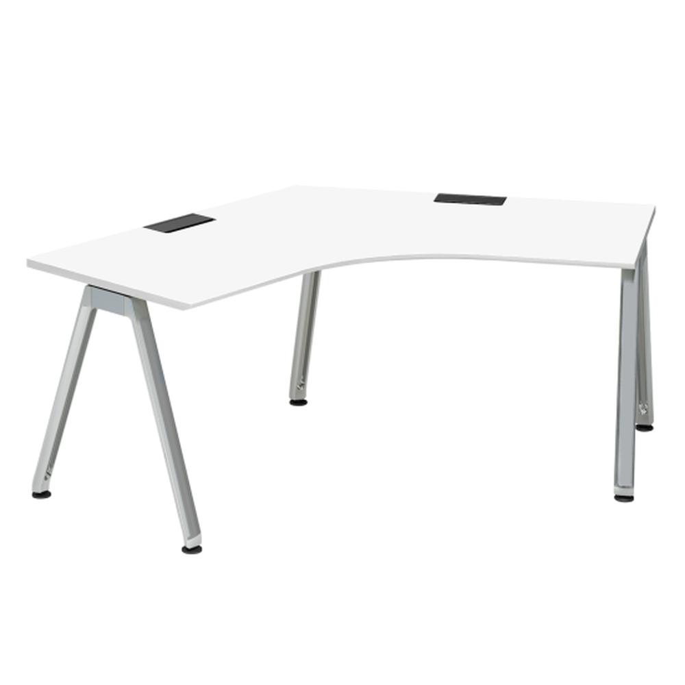 アフィーノ パーソナルデスク JVD-2277SWPN-PL 120度オペレーション  アルミミラー脚 ［天板：ホワイトW］