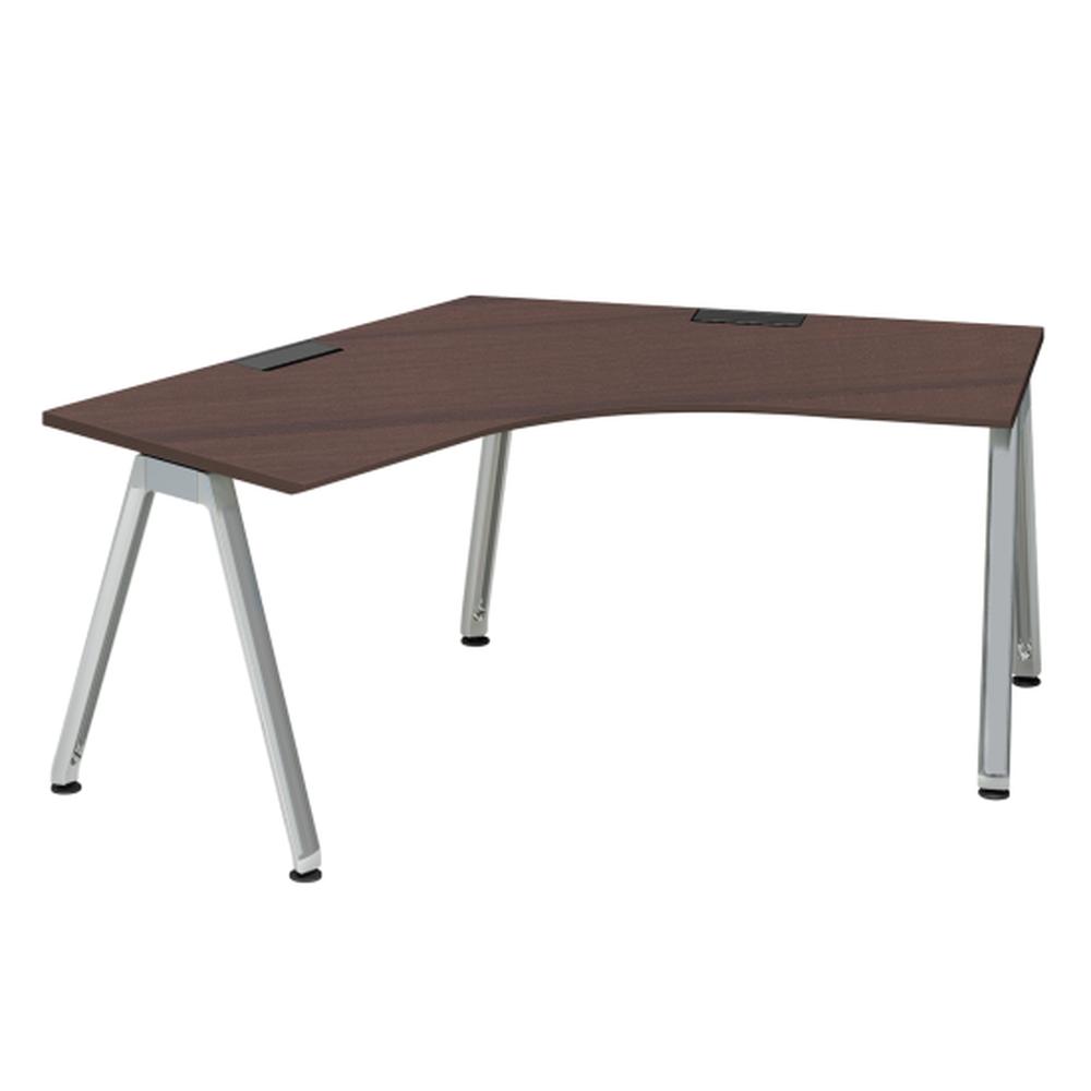 アフィーノ パーソナルデスク JVD-2277SWPN-PY 120度オペレーション  アルミミラー脚 ［天板：ブラックウォールナットD］