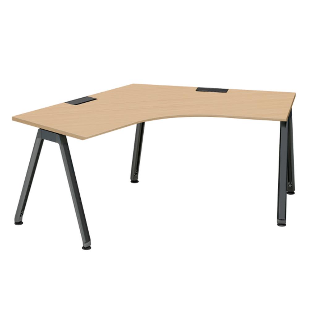 アフィーノ パーソナルデスク JVD-2277SWTN-TX 120度オペレーション  アルミ塗装脚 ［天板：ホワイトオークM］