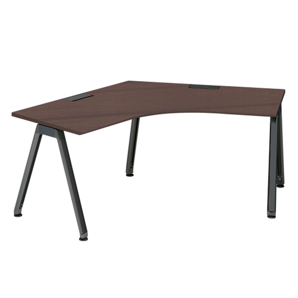 アフィーノ パーソナルデスク JVD-2277SWTN-TY 120度オペレーション  アルミ塗装脚 ［天板：ブラックウォールナットD］