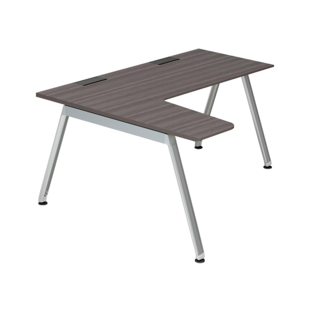 アフィーノ パーソナルデスク JVD-6474KRWPNPR 90度オペレーション(7/4) 右凸 アルミミラー脚 ［天板：アッシュドオークD］