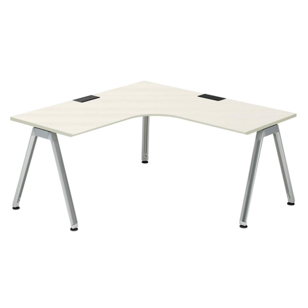 アフィーノ パーソナルデスク JVD-6677KWPN-PH 90度オペレーション(7/7)  アルミミラー脚 ［天板：アッシュドパインL］