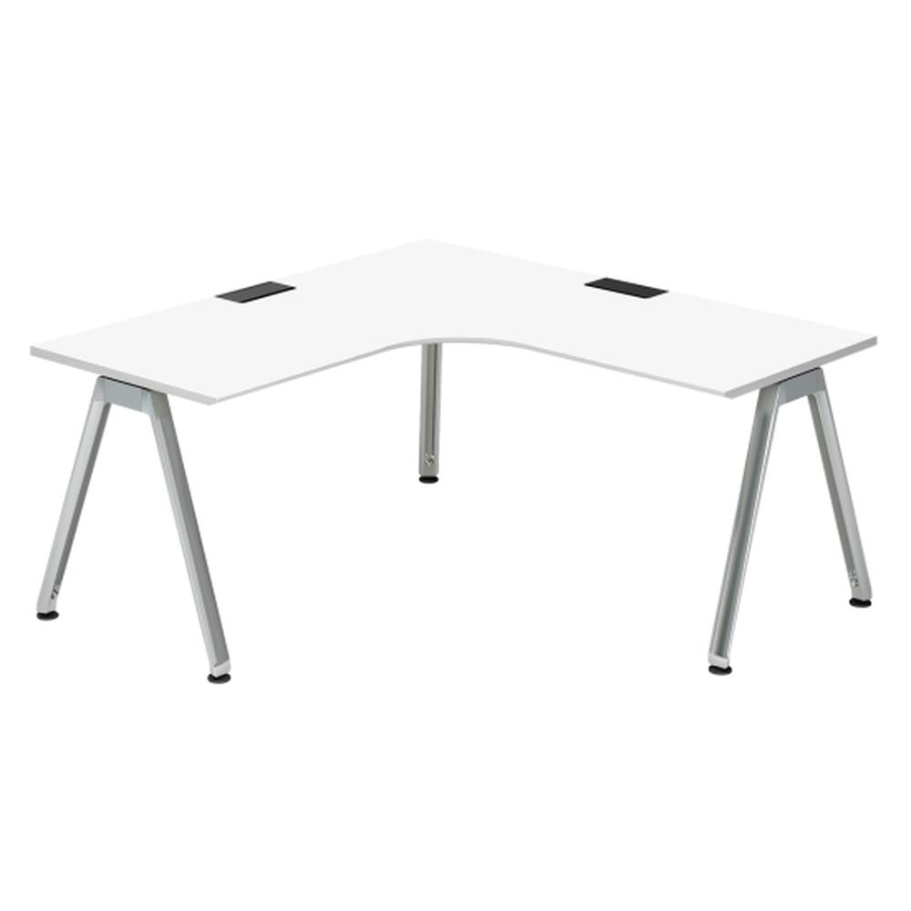 アフィーノ パーソナルデスク JVD-6677KWPN-PL 90度オペレーション(7/7)  アルミミラー脚 ［天板：ホワイトW］