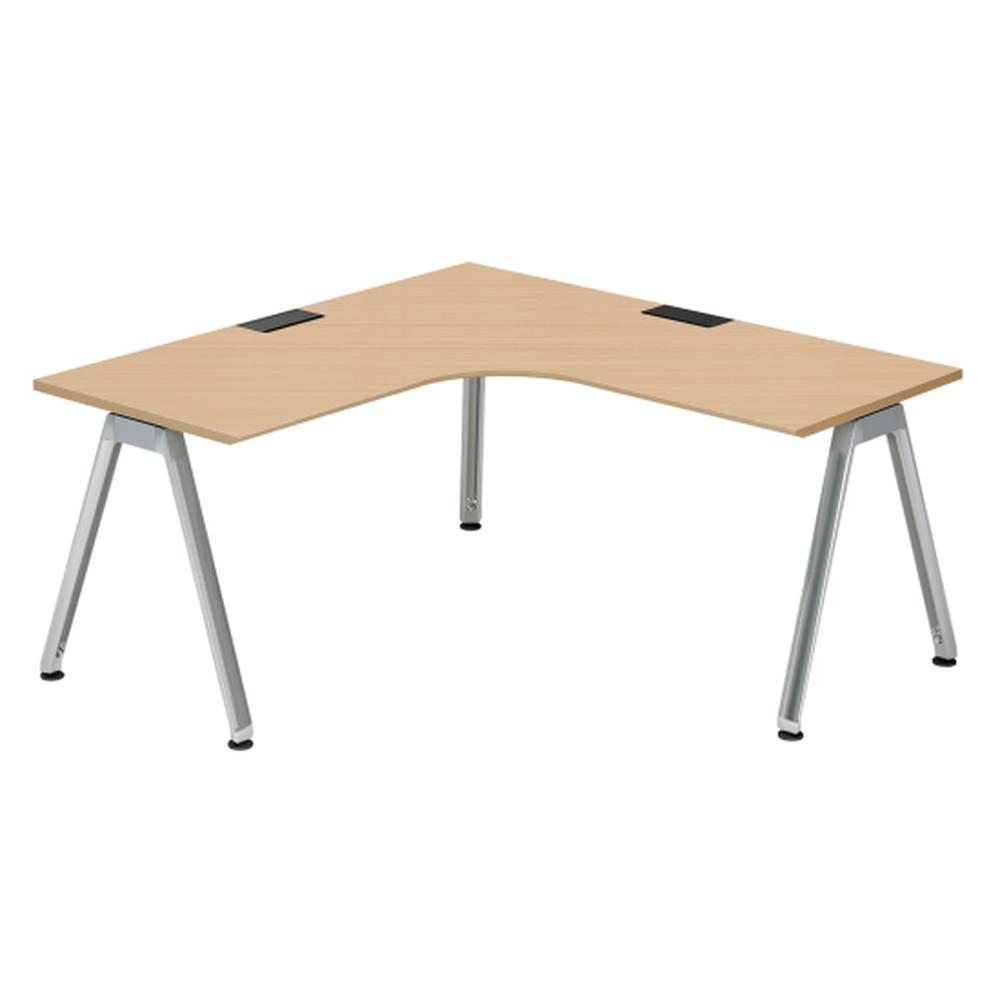 アフィーノ パーソナルデスク JVD-6677KWPN-PX 90度オペレーション(7/7)  アルミミラー脚 ［天板：ホワイトオークM］