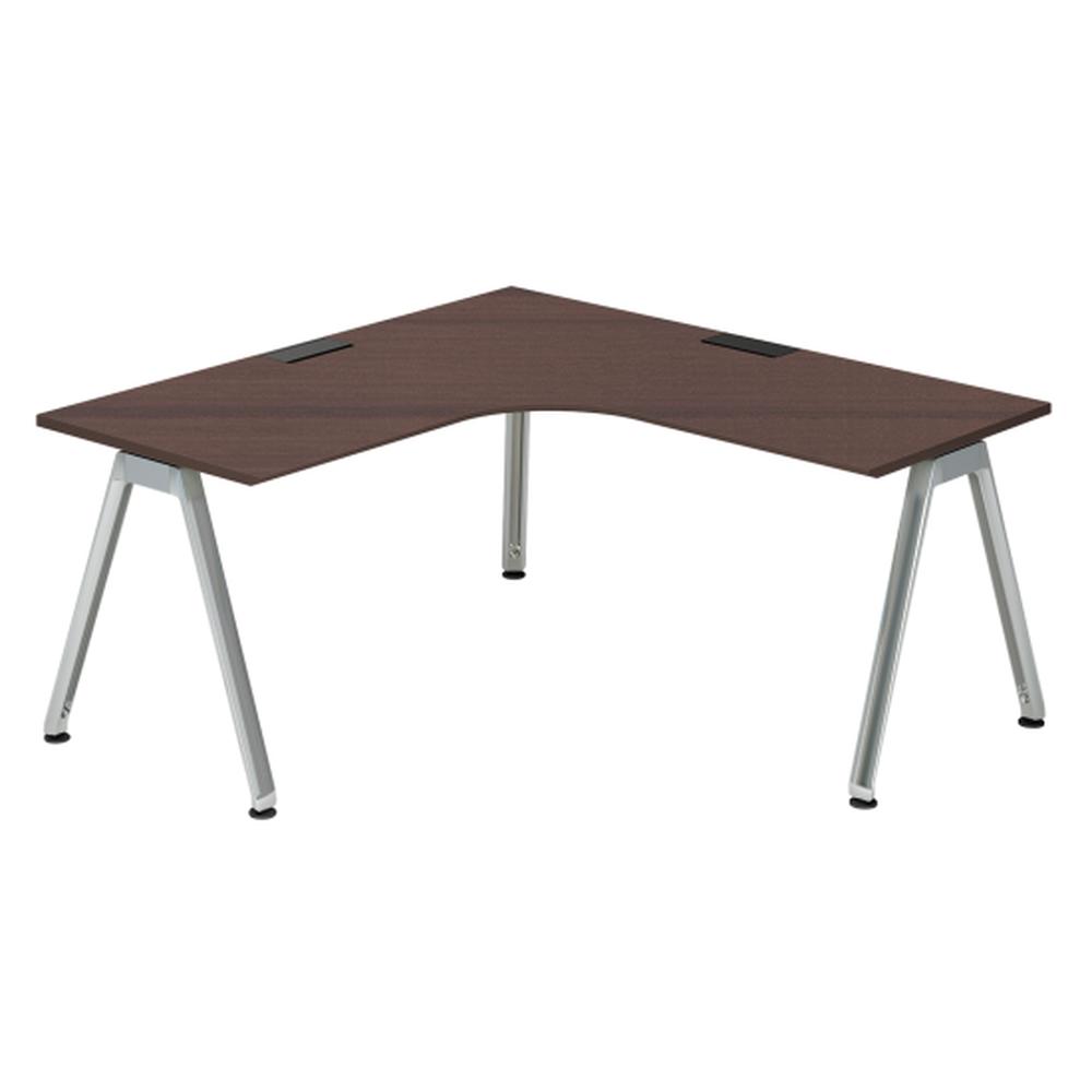 アフィーノ パーソナルデスク JVD-6677KWPN-PY 90度オペレーション(7/7)  アルミミラー脚 ［天板：ブラックウォールナットD］