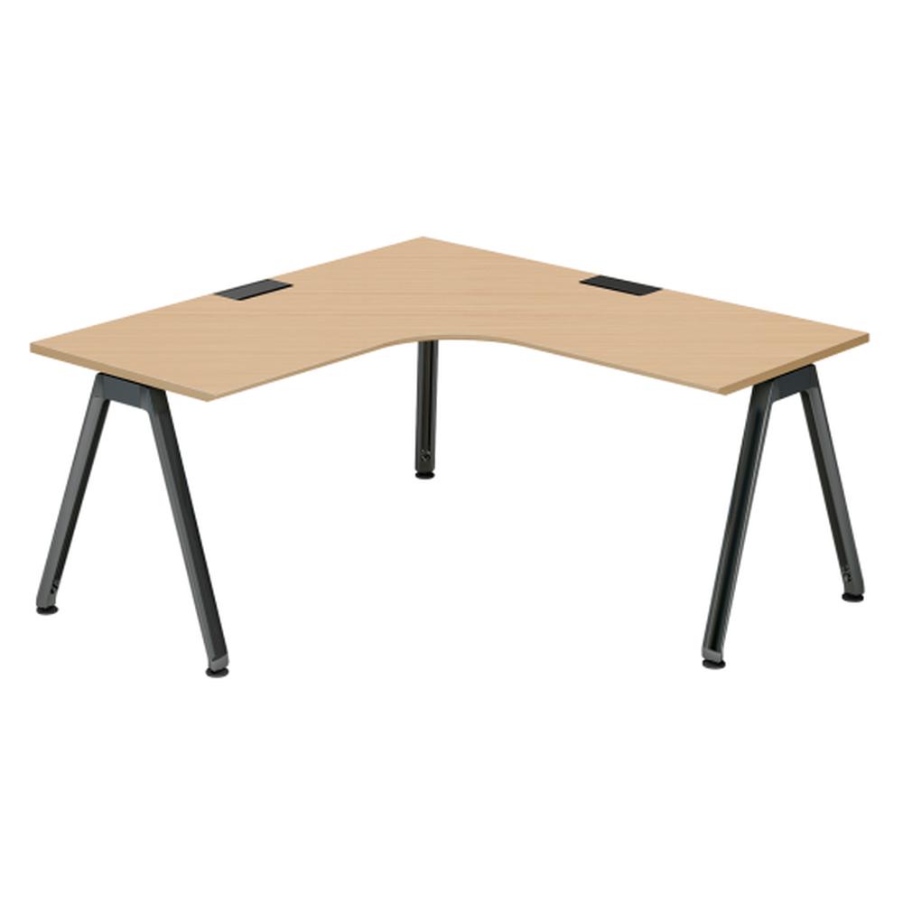 アフィーノ パーソナルデスク JVD-6677KWTN-TX 90度オペレーション(7/7)  アルミ塗装脚 ［天板：ホワイトオークM］