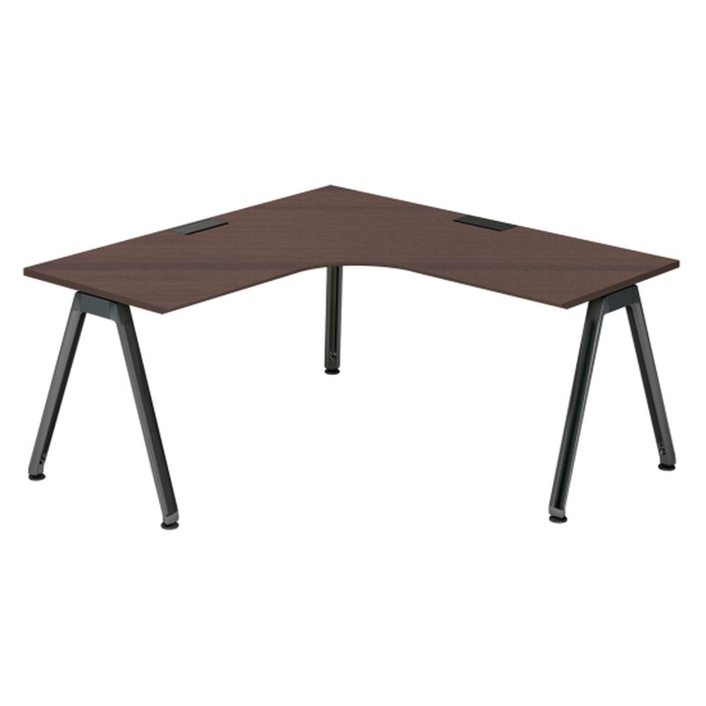 アフィーノ パーソナルデスク JVD-6677KWTN-TY 90度オペレーション(7/7)  アルミ塗装脚 ［天板：ブラックウォールナットD］