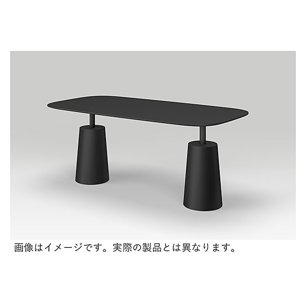 コノス  テーブル ラウンドレクタングル NCN-6189RTT-GT0 W1800×D900×H700 天板 / MDF ベース / 塗装 [ 天板カラー：ダークグリーン / 支柱・ベースカラー：ブラック ]