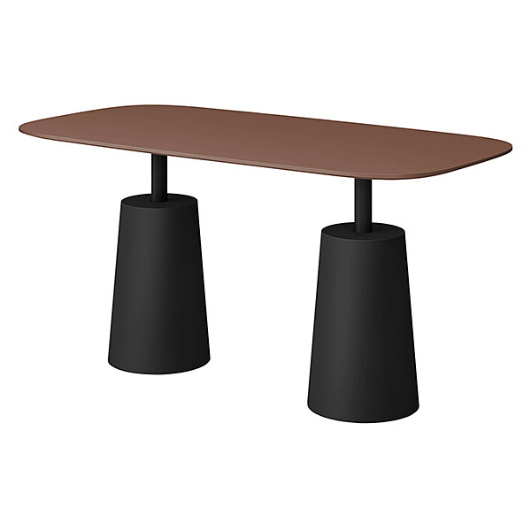 コノス  テーブル ラウンドレクタングル NCN-7157RTT-FT0 W1500×D750×H740 天板 / MDF ベース / 塗装 [ 天板カラー：チェスナットブラウン / 支柱・ベースカラー：ブラック ]