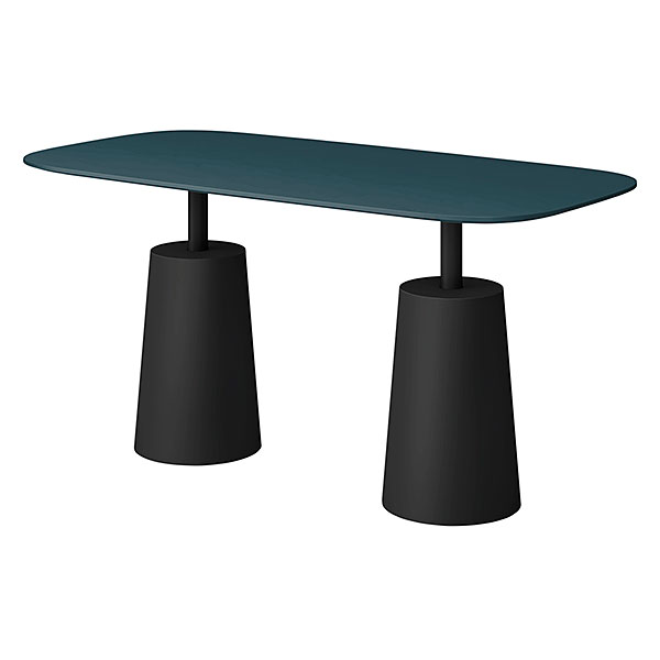 コノス  テーブル ラウンドレクタングル NCN-7157RTT-GT0 W1500×D750×H740 天板 / MDF ベース / 塗装 [ 天板カラー：ダークグリーン / 支柱・ベースカラー：ブラック ]