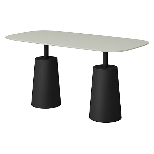 コノス  テーブル ラウンドレクタングル NCN-7157RTT-LT0 W1500×D750×H740 天板 / MDF ベース / 塗装 [ 天板カラー：ペールオリーブ / 支柱・ベースカラー：ブラック ]