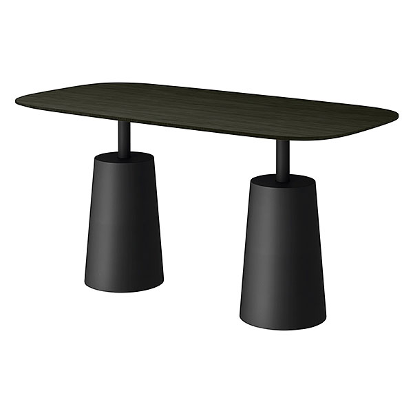 コノス  テーブル ラウンドレクタングル NCN-7157RWT-7T0 W1500×D750×H740 天板 / クリ集成材 ベース / 塗装 [ 天板カラー：ブラック / 支柱・ベースカラー：ブラック ]