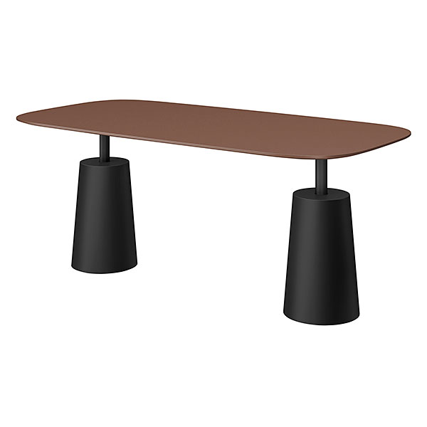 コノス  テーブル ラウンドレクタングル NCN-7189RTT-FT0 W1800×D900×H740 天板 / MDF ベース / 塗装 [ 天板カラー：チェスナットブラウン / 支柱・ベースカラー：ブラック ]