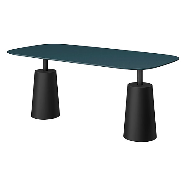 コノス  テーブル ラウンドレクタングル NCN-7189RTT-GT0 W1800×D900×H740 天板 / MDF ベース / 塗装 [ 天板カラー：ダークグリーン / 支柱・ベースカラー：ブラック ]