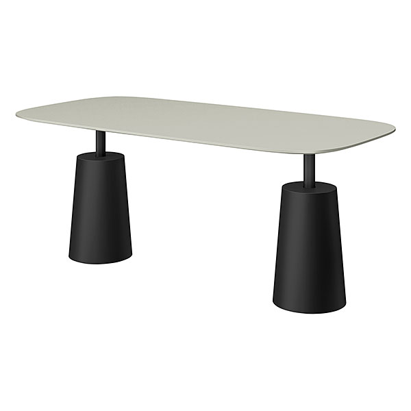 コノス  テーブル ラウンドレクタングル NCN-7189RTT-LT0 W1800×D900×H740 天板 / MDF ベース / 塗装 [ 天板カラー：ペールオリーブ / 支柱・ベースカラー：ブラック ]