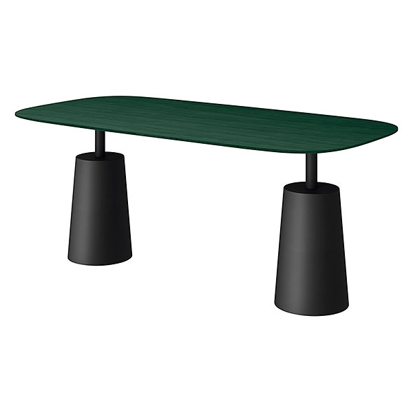コノス  テーブル ラウンドレクタングル NCN-7189RWT-0T0 W1800×D900×H740 天板 / クリ集成材 ベース / 塗装 [ 天板カラー：グリーン / 支柱・ベースカラー：ブラック ]