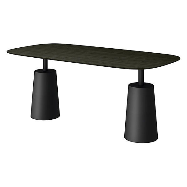 コノス  テーブル ラウンドレクタングル NCN-7189RWT-7T0 W1800×D900×H740 天板 / クリ集成材 ベース / 塗装 [ 天板カラー：ブラック / 支柱・ベースカラー：ブラック ]