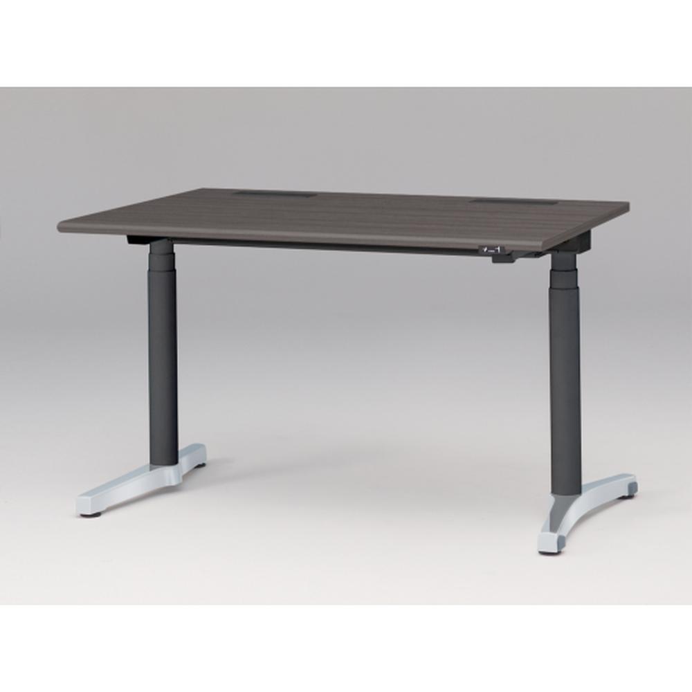 トイロ デスク （ toiro desk ） JZD-1208HA-CPR 昇降スイッチ /アルミミラー脚 / 天板 ( W120 × D77.5cm ・ ラウンドエッジ ） [ PR （天板 : 81 / アッシュドオークD × 支柱 : T1 / ブラックT × 脚 : Z9 / アルミミラー） ]