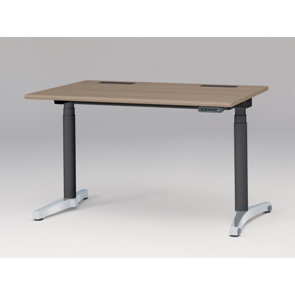 トイロ デスク （ toiro desk ） JZD-1208HB-CPM 表示付昇降スイッチ / アルミミラー脚 / 天板 ( W120 × D77.5cm ・ ラウンドエッジ ） [ PM （天板 : 71 / アッシュドオークM × 支柱 : T1 / ブラックT × 脚 : Z9 / アルミミラー） ]