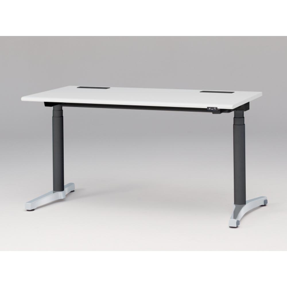 トイロ デスク （ toiro desk ） JZD-1407HA-CPL 昇降スイッチ /アルミミラー脚 / 天板 ( W140 × D67.5cm ・ ラウンドエッジ ） [ PL （天板 : W9 / ホワイトW × 支柱 : T1 / ブラックT × 脚 : Z9 / アルミミラー） ]
