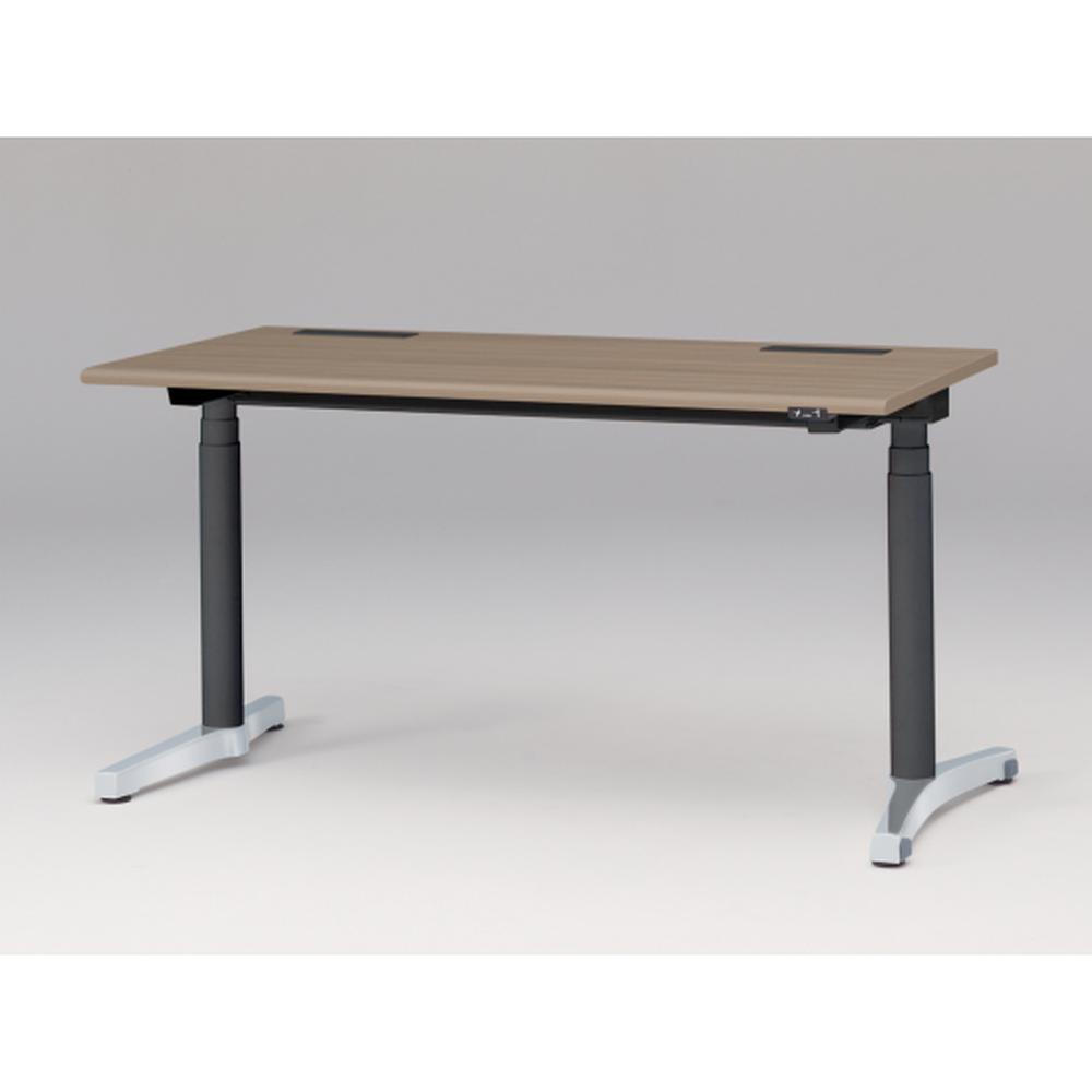 トイロ デスク （ toiro desk ） JZD-1407HA-CPM 昇降スイッチ /アルミミラー脚 / 天板 ( W140 × D67.5cm ・ ラウンドエッジ ） [ PM （天板 : 71 / アッシュドオークM × 支柱 : T1 / ブラックT × 脚 : Z9 / アルミミラー） ]