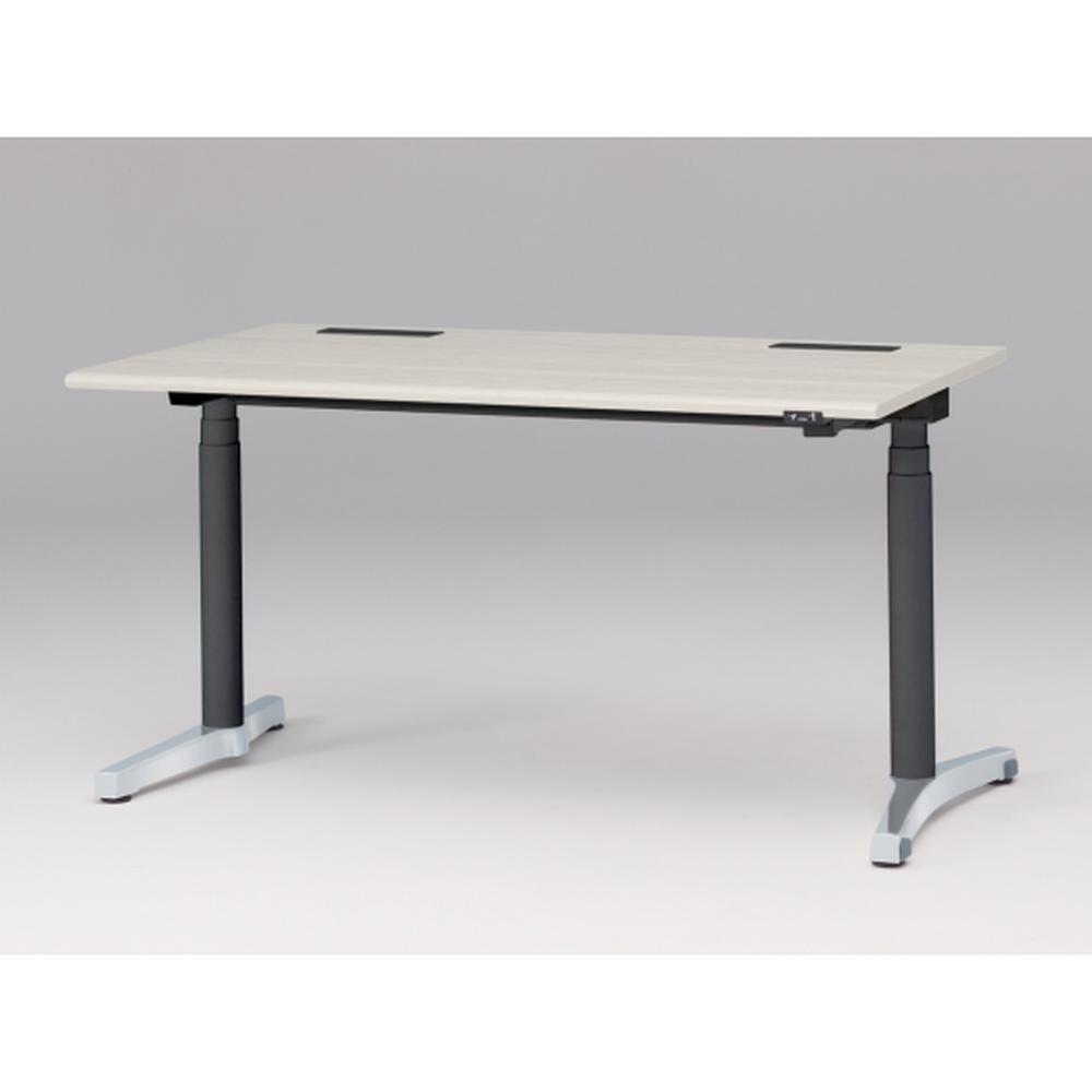 トイロ デスク （ toiro desk ） JZD-1408HA-CPH 昇降スイッチ /アルミミラー脚 / 天板 ( W140 × D77.5cm ・ ラウンドエッジ ） [ PH （天板 : 61 / アッシュドパインL × 支柱 : T1 / ブラックT × 脚 : Z9 / アルミミラー） ]