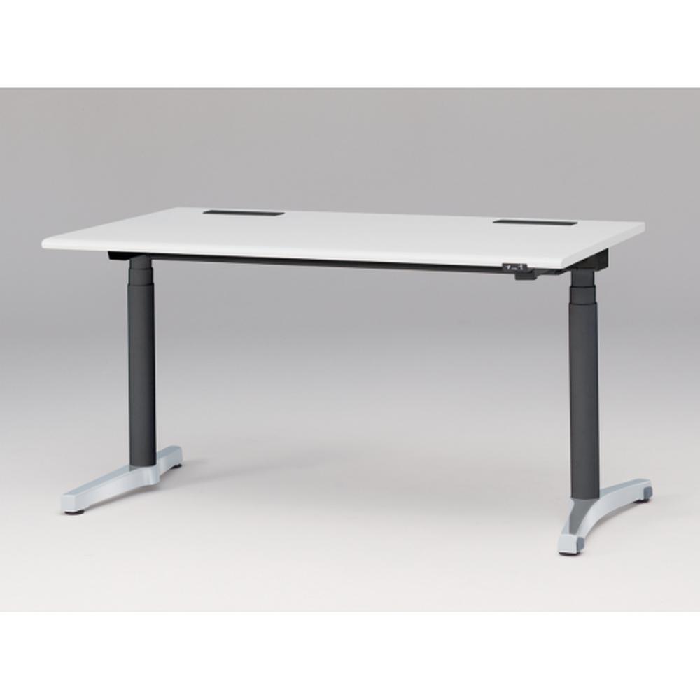 トイロ デスク （ toiro desk ） JZD-1408HA-CPL 昇降スイッチ /アルミミラー脚 / 天板 ( W140 × D77.5cm ・ ラウンドエッジ ） [ PL （天板 : W9 / ホワイトW × 支柱 : T1 / ブラックT × 脚 : Z9 / アルミミラー） ]