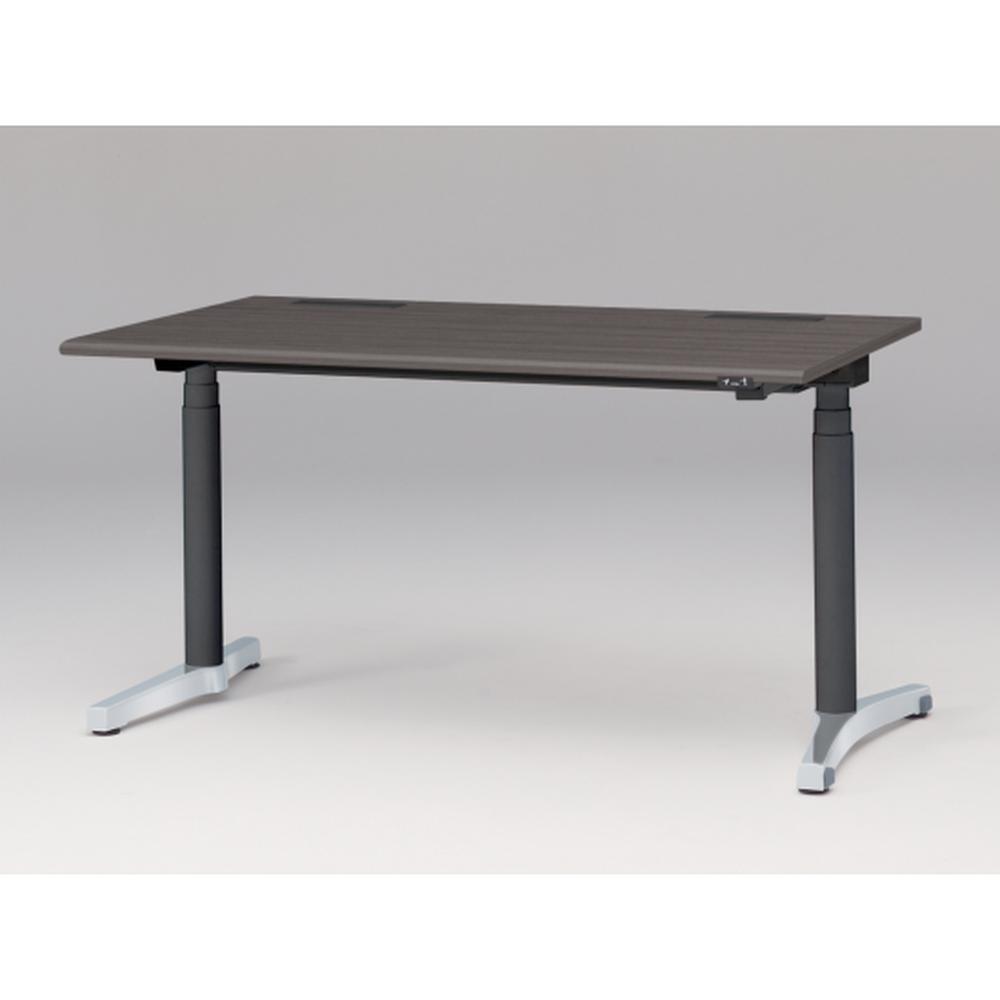 トイロ デスク （ toiro desk ） JZD-1408HA-CPR 昇降スイッチ /アルミミラー脚 / 天板 ( W140 × D77.5cm ・ ラウンドエッジ ） [ PR （天板 : 81 / アッシュドオークD × 支柱 : T1 / ブラックT × 脚 : Z9 / アルミミラー） ]