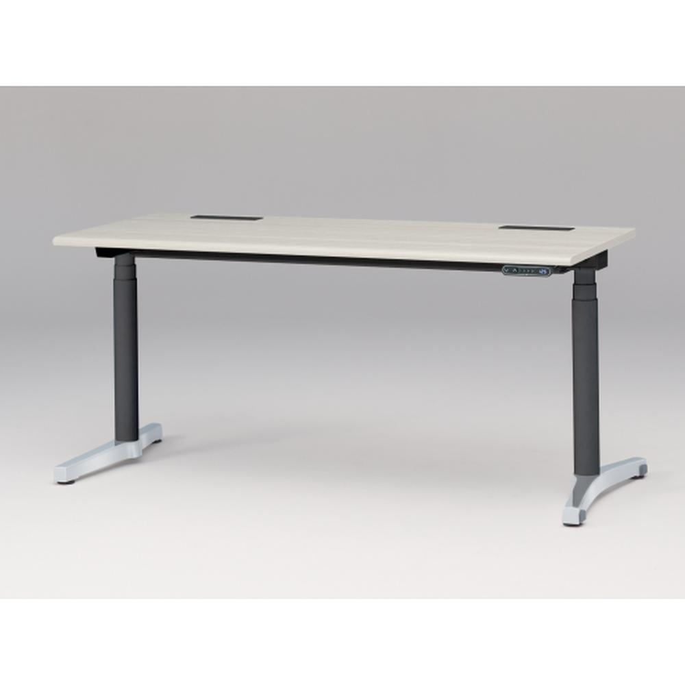 トイロ デスク （ toiro desk ） JZD-1607HB-CPH 表示付昇降スイッチ / アルミミラー脚 / 天板 ( W160 × D67.5cm ・ ラウンドエッジ ） [ PH （天板 : 61 / アッシュドパインL × 支柱 : T1 / ブラックT × 脚 : Z9 / アルミミラー） ]