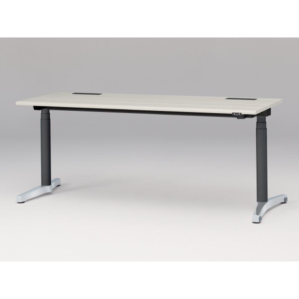 トイロ デスク （ toiro desk ） JZD-1807HA-CPH 昇降スイッチ /アルミミラー脚 / 天板 ( W180 × D67.5cm ・ ラウンドエッジ ） [ PH （天板 : 61 / アッシュドパインL × 支柱 : T1 / ブラックT × 脚 : Z9 / アルミミラー） ]