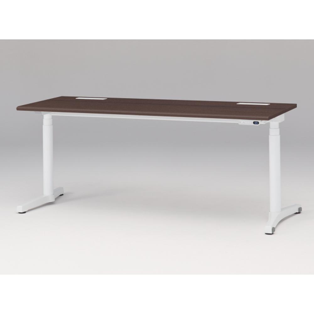 トイロ デスク JZD-1807HB-CWY 表示付昇降スイッチ / ホワイト 塗装脚 / 天板 （W180×D67.5cm・ラウンドエッジ） [ WY （天板 : 82/ブラックウォールナットD×支柱・脚 : W9/ホワイトW） ]