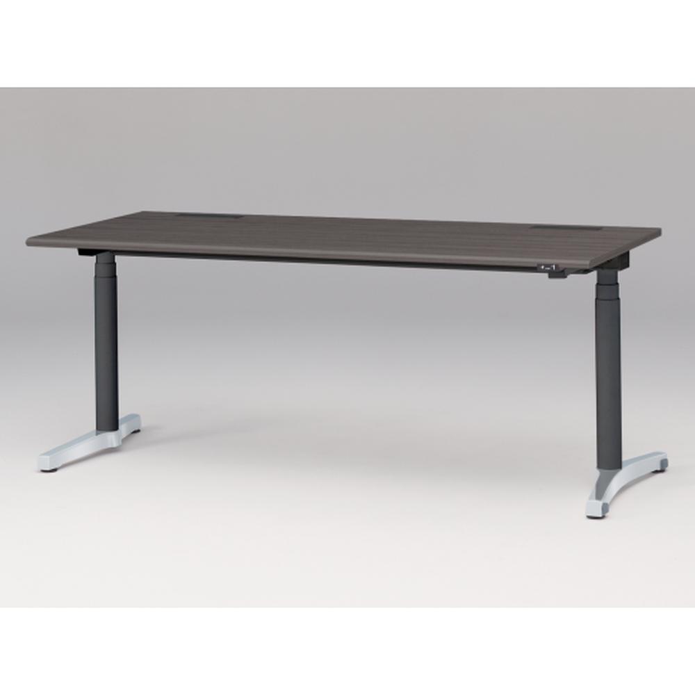 トイロ デスク （ toiro desk ） JZD-1808HA-CPR 昇降スイッチ /アルミミラー脚 / 天板 ( W180 × D77.5cm ・ ラウンドエッジ ） [ PR （天板 : 81 / アッシュドオークD × 支柱 : T1 / ブラックT × 脚 : Z9 / アルミミラー） ]