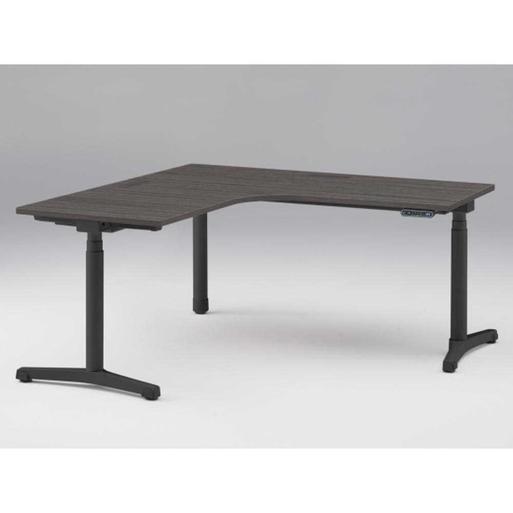 トイロ90°オペレーションデスク JZD-6677KB-ATR　平エッジ/インジゲータ付昇降スイッチタイプ/塗装脚 ［脚：ブラック×天板：81アッシュドオークD］