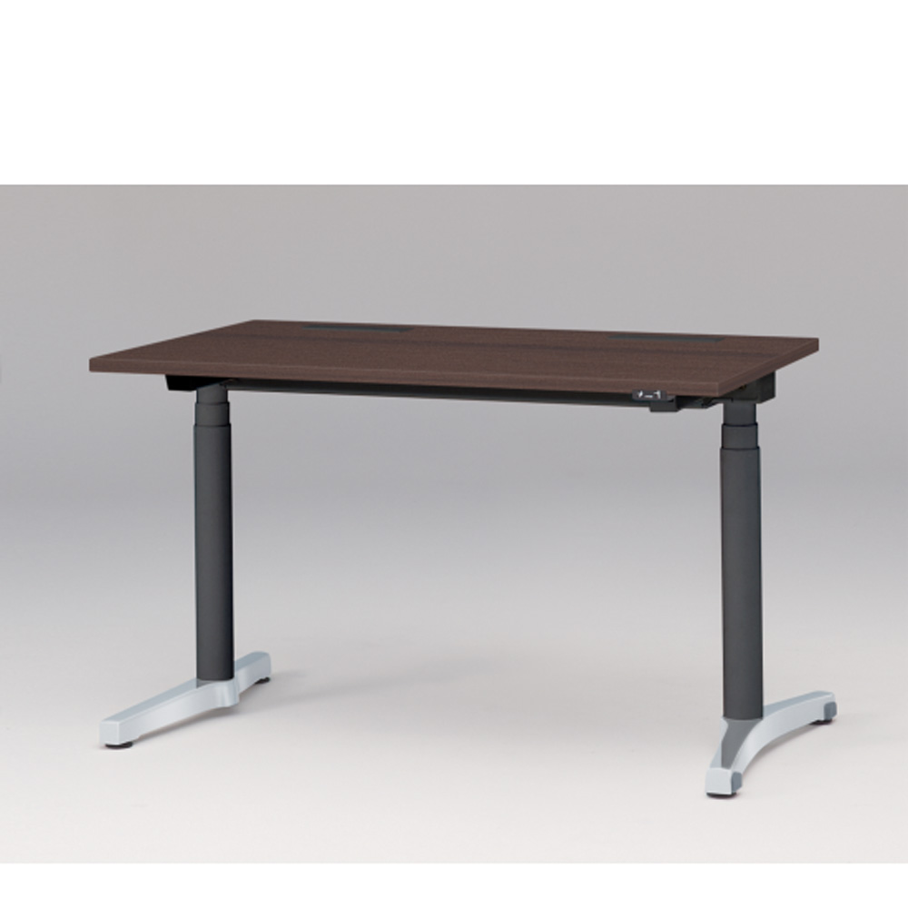 トイロ デスク W1200 JZD-1207HA2-APY 昇降スイッチタイプ 平エッジ  [脚カラー : アルミミラー / 天板カラー 82 / ブラックウォールナットD ]