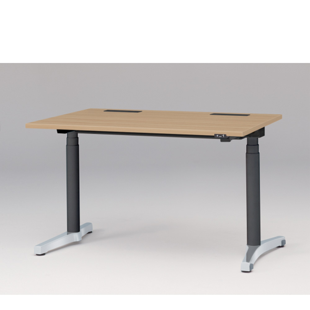 トイロ デスク W1200 JZD-1208HA-APX 昇降スイッチタイプ 平エッジ  [脚カラー : アルミミラー / 天板カラー 92 / ホワイトオークM ]