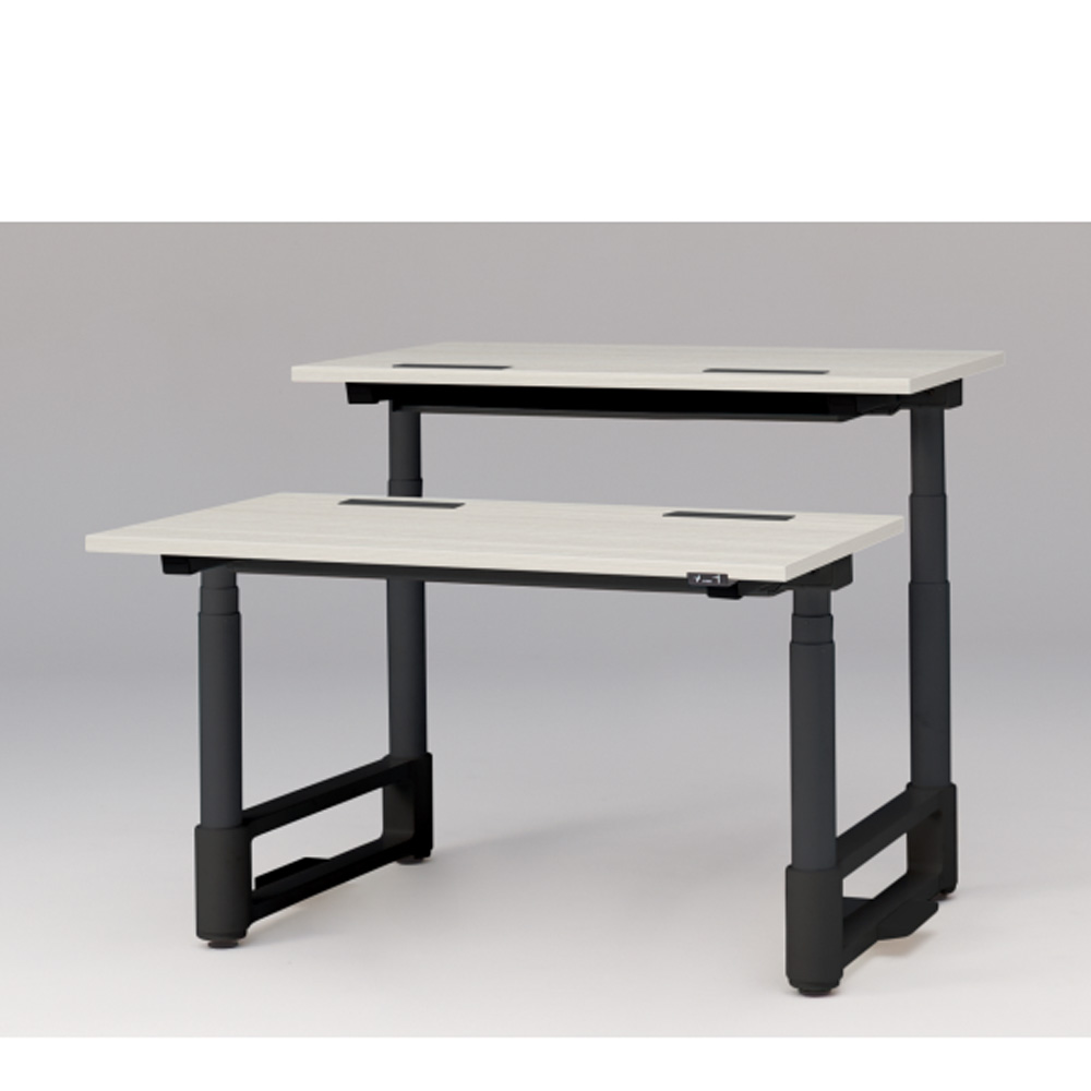 トイロ ツインデスク W1200 JZD-1214HA-ATH 昇降スイッチタイプ 平エッジ  [脚カラー : ブラックT / 天板カラー 61 / アッシュドパインL ]